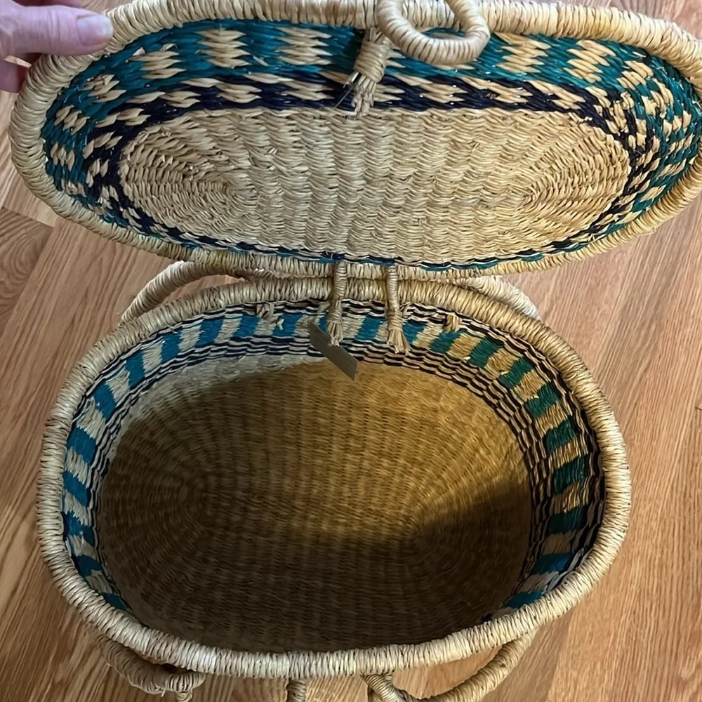 Anthropologie Greensward Picnic Basket NWT